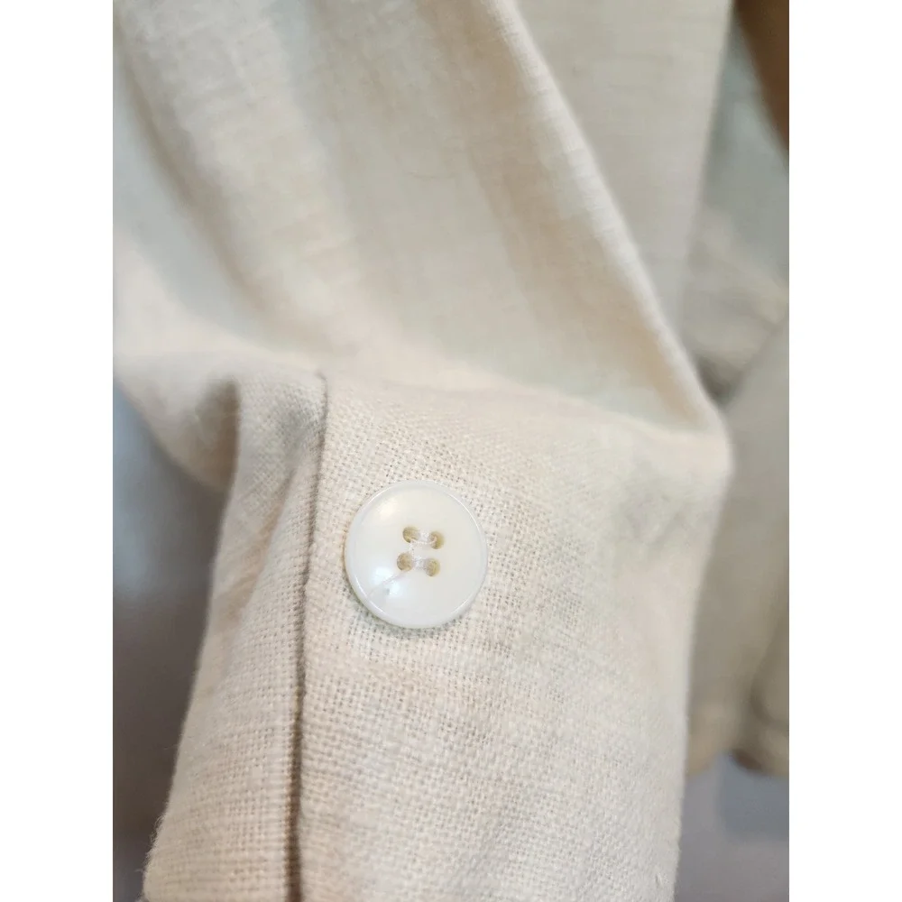 Vintage C.M.I. Cream 100% Linen Blazer Jacket‎ Beige  Large Single Button unisex